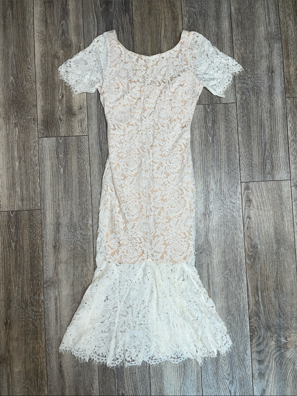 Just Me Ivory Lace Mermaid Maxi Dress